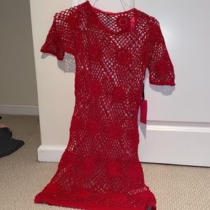 Short Red Lace Dress Size S NWT